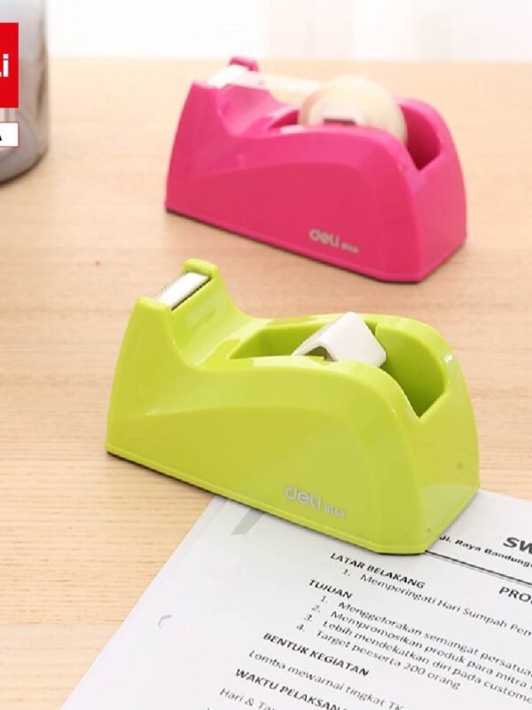 E814A-3 ديلي قاعدة قطاعة شريط لاصق مكتبية - قياس 120*57*60 - (زهر- أخضر-أزرق) - E814A